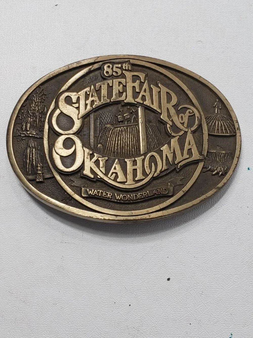 1989 85th State Fair of Oklahoma Water Wonderland Limited Edition Belt Buckle